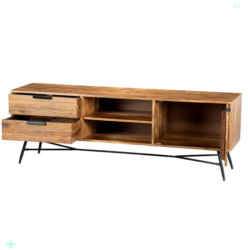 Console média en bois Jensin avec base inclinée en métal