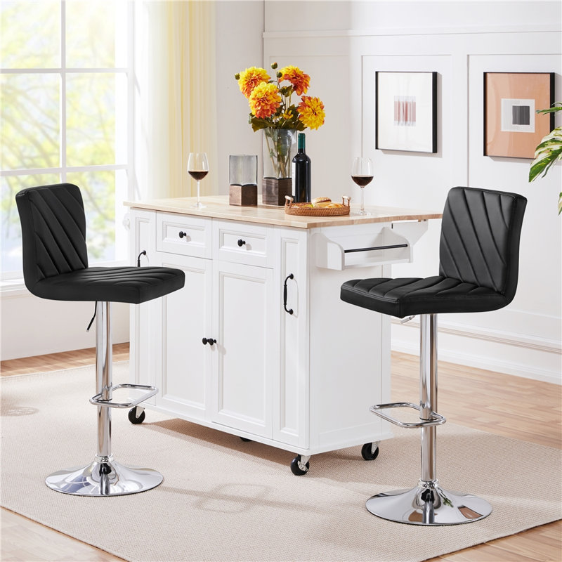 Height Adjustable Swivel Bar Stool , Black, No