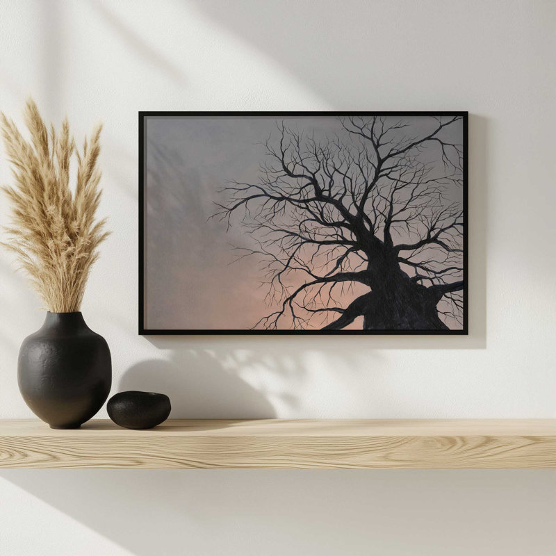 «Gnarled Tree I» par Michael Willett, reproduction d'art, H 12 po x l 18 po, Brun