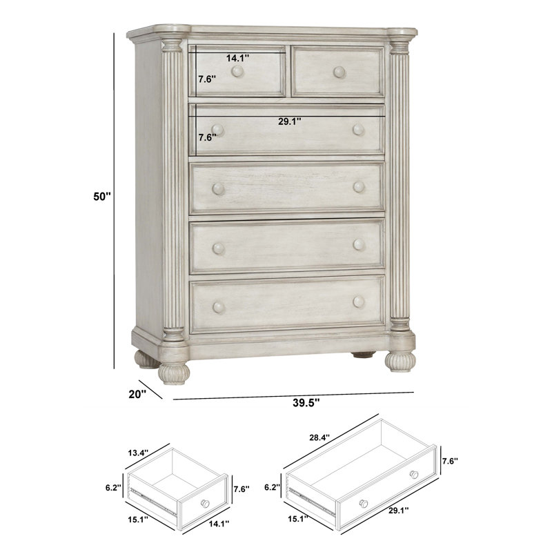 Brister 5 Drawer Chest, White