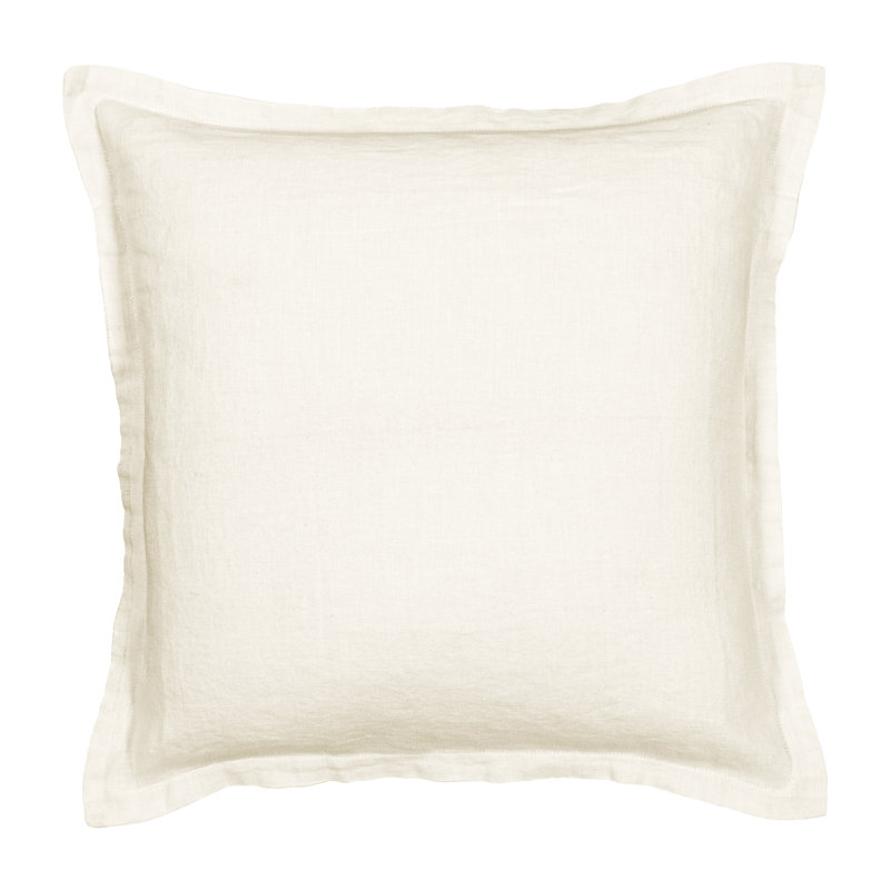 Coussin décoratif en lin délavé avec bride  20 po x 20 po, Crème Cannoli
