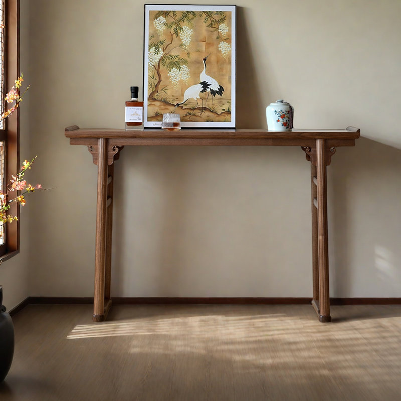 Console en bois massif de style zen, H 33,46 po x l 50,39 po x P 13,78 po
