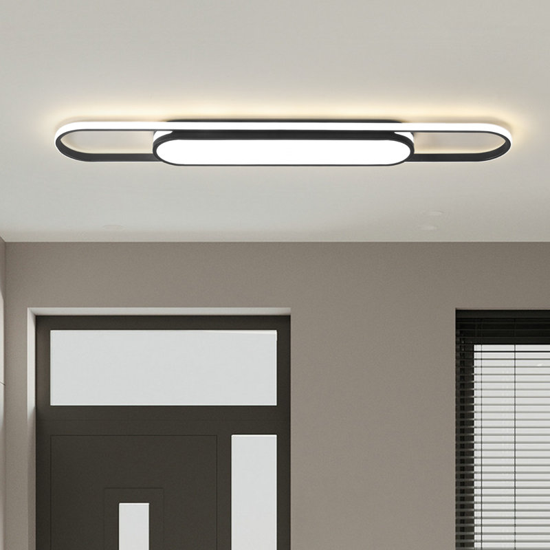 Muscato 1-Light 110cm LED Flush Mount, Black, 6" H x 110" W x 17.5" D