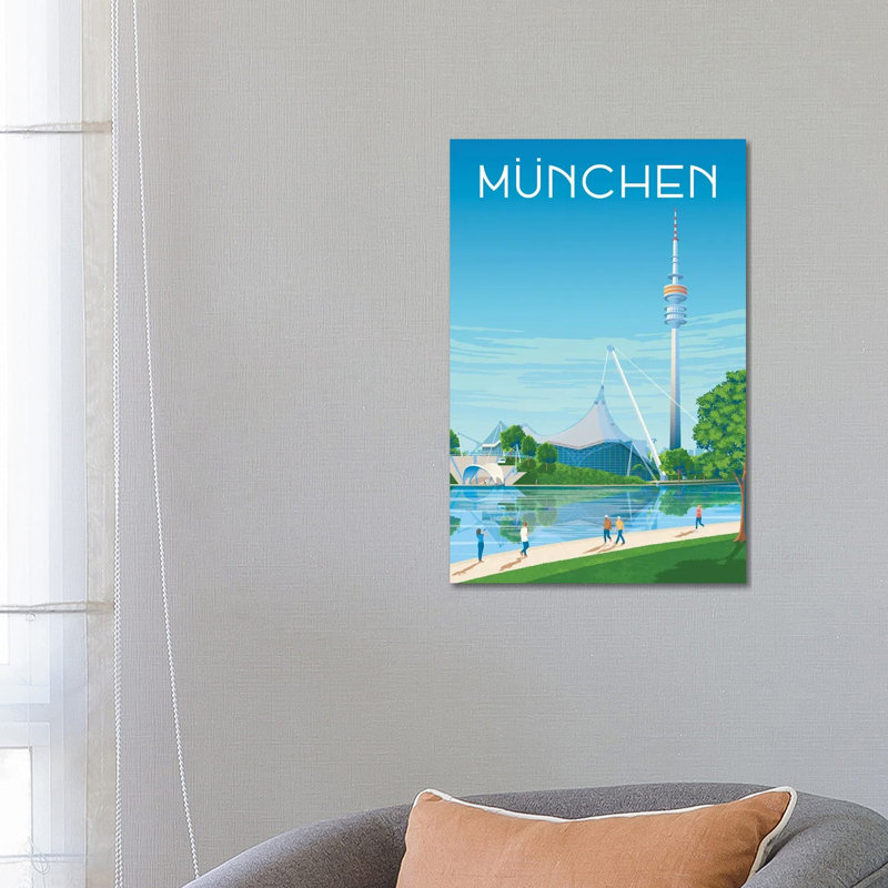 Munchen Germany Travel Print by Olahoop Travel Posters - Gallery-Wrapped Canvas Giclée on Canvas, Does Not Apply