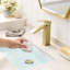 Robinet géométrique en forme d'or brossé - Poignée, robinet de lavabo en céramique, robinet de lavabo