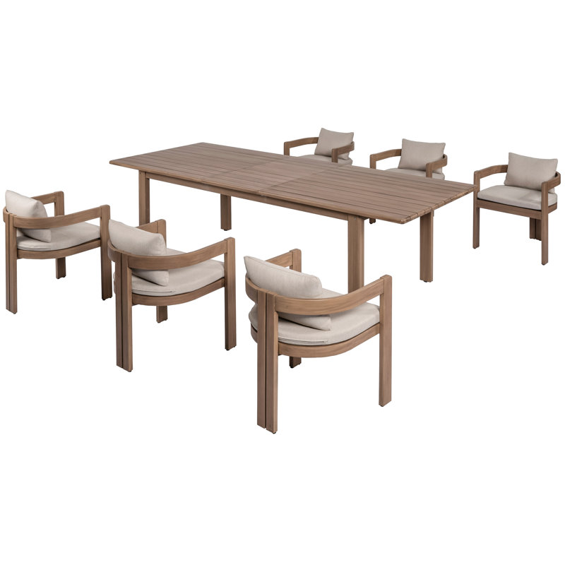 7 Piece Dining Set, Beige