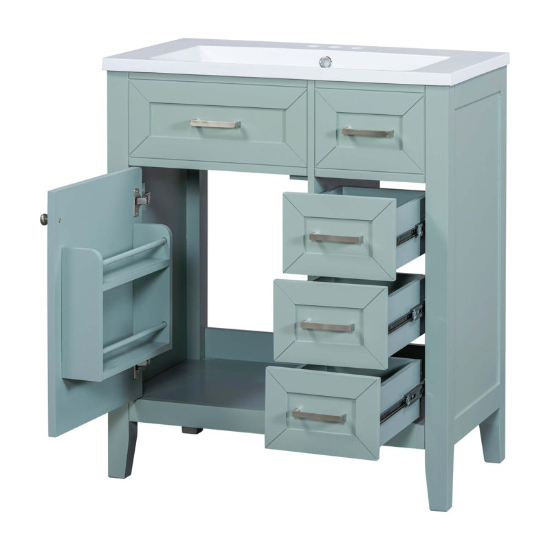 Armoire de salle de bain 30 po avec lavabo et tiroirs 30 po, Vert