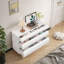 Commode 6 tiroirs pour chambre à coucher, commode blanche sans poignée, commode moderne 6 tiroirs avec rangement large