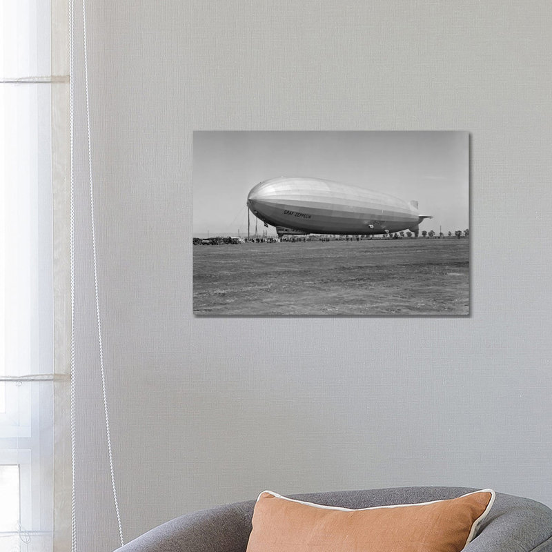 1920s German Rigid Airship Graf Zeppelin D-LZ-127 Moored Being Serviced By Small Crew October 10 1928 Lakehurst New Jersey USA - Wrapped Canvas Print