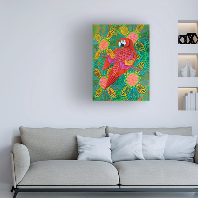 "Perroquet rouge sur toile" par Jane Tattersfield, reproduction