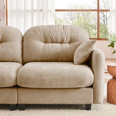Coussin modulaire ergonomique modulaire en forme de L avec tissu chenille et chameau pour les espaces de vie 3