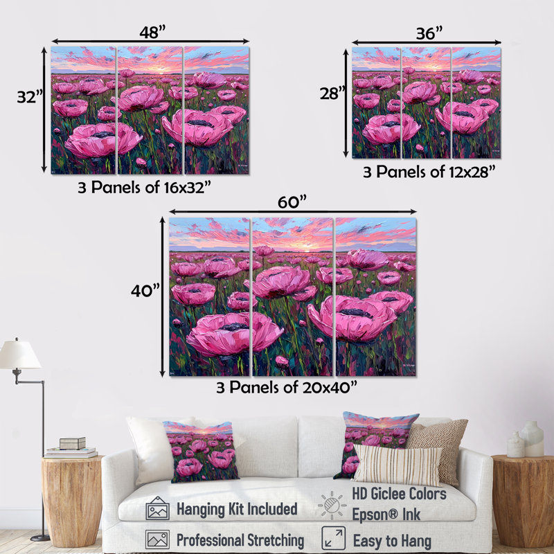 Ensemble d'art mural Northbridge - Tulipes, Toile tendue, H 28 po x l 36 po x P 1 po