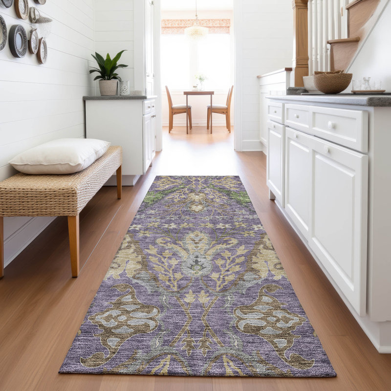 Premium Machine Washable Gurubaksh AMF1153 Global Rug, Tapis de couloir 2 pi 3 po x 7 pi 6 po