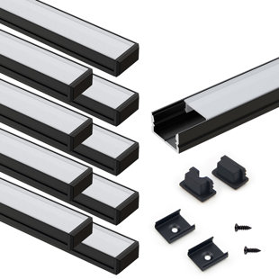 Canal de lumière en aluminium VST 3,3 pi en forme de U (avec couvercle), paquet de 10