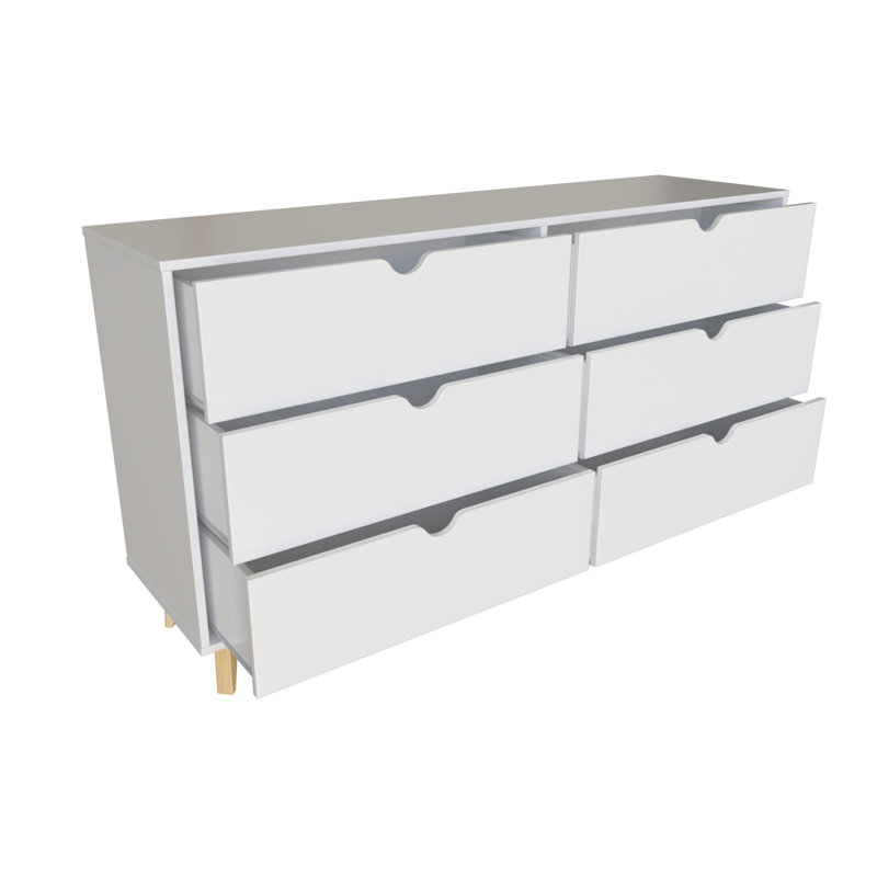 Commode double 6 tiroirs l 59 po, Blanc