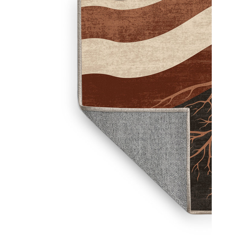 Tapis moderne et contemporain lavable à la machine à motif de volcans Patrizius Volcano - beige, 8 x 12