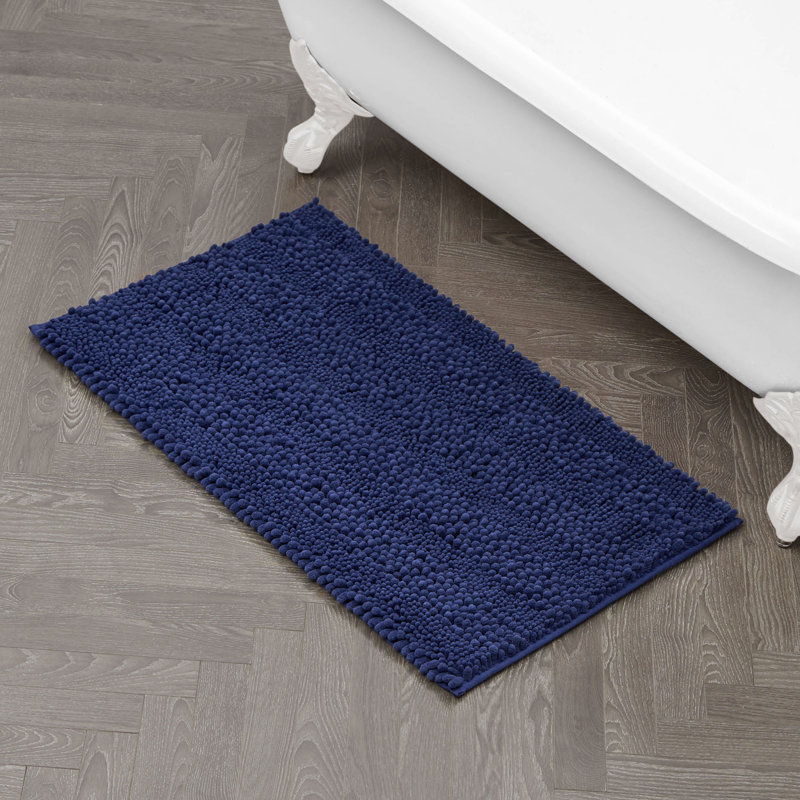 Indigo Chenille Non-Slip Bath Mat Set