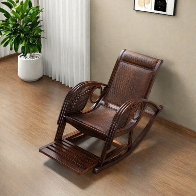 Comfortable solid wood rattan rocking chair