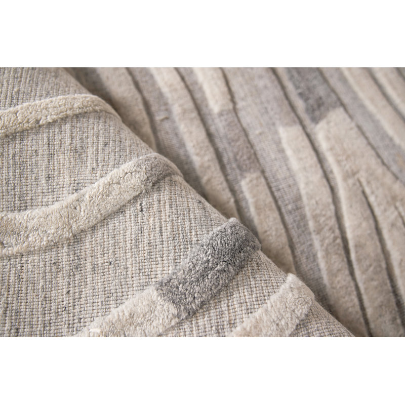 Overture Handmade Hand-Loomed Gray Area Rug, Rectangle 9' x 12'