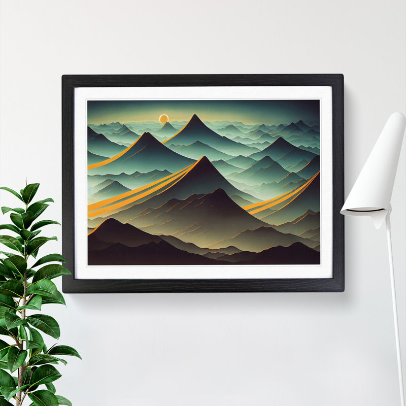 Mountain Sunrise - Single Picture Frame Print, Black Framed, 46cm H x 64cm W x 2cm D