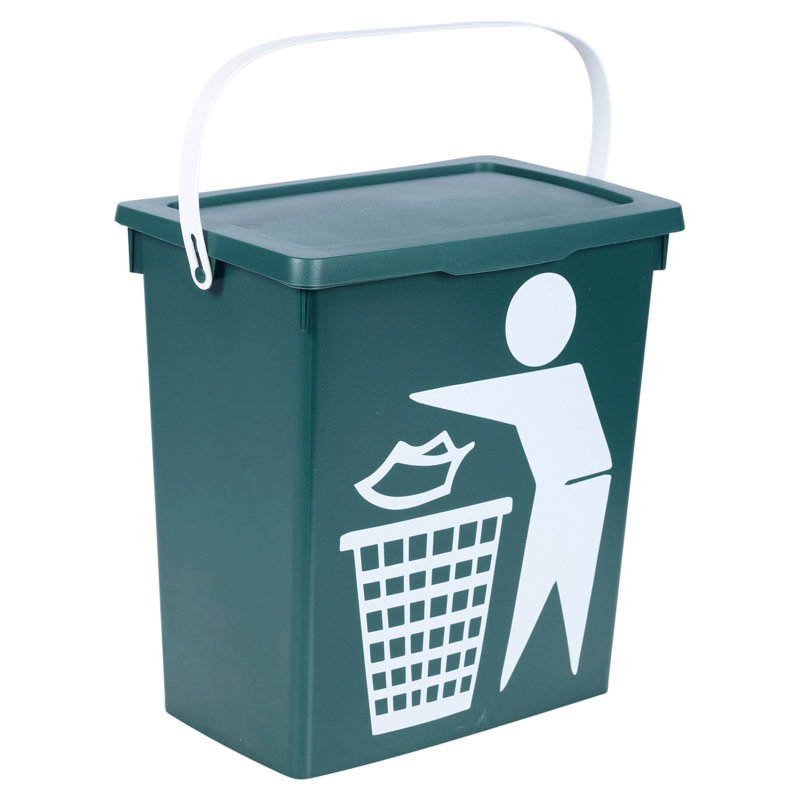 Elizabeth Street Plastic Manual Lift Waste Bin, 5L, Green