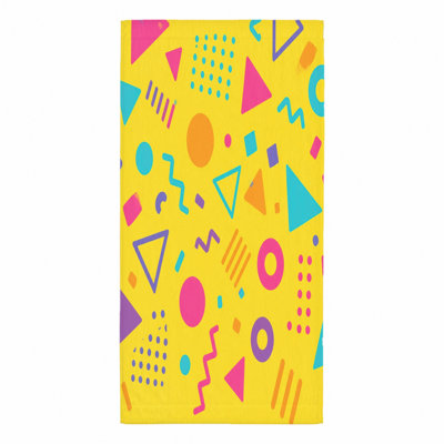 1 serviette de plage géométrique rétro des années 80, motif de formes abstraites, vibes estivales vibrantes, piscine en microfibre, drap de bain de voyage extérieur