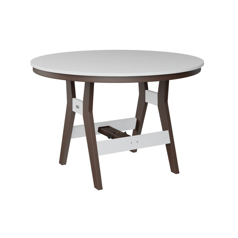 Harbor Outdoor Round Bar Table, Chocolate Brown, White