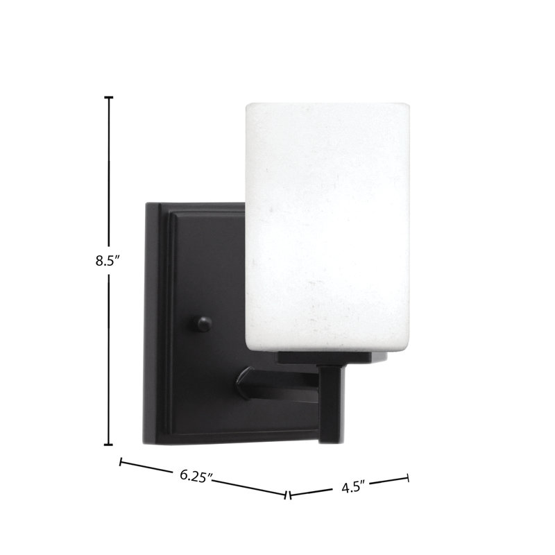 Applique murale en verre marbré blanc 4 po Fausley, Noir mat, Verre en mousseline blanche