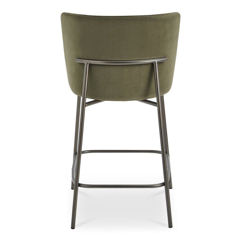 Early Upholstered Stool, Counter Stool (26.4" Seat Height), Green Velvet