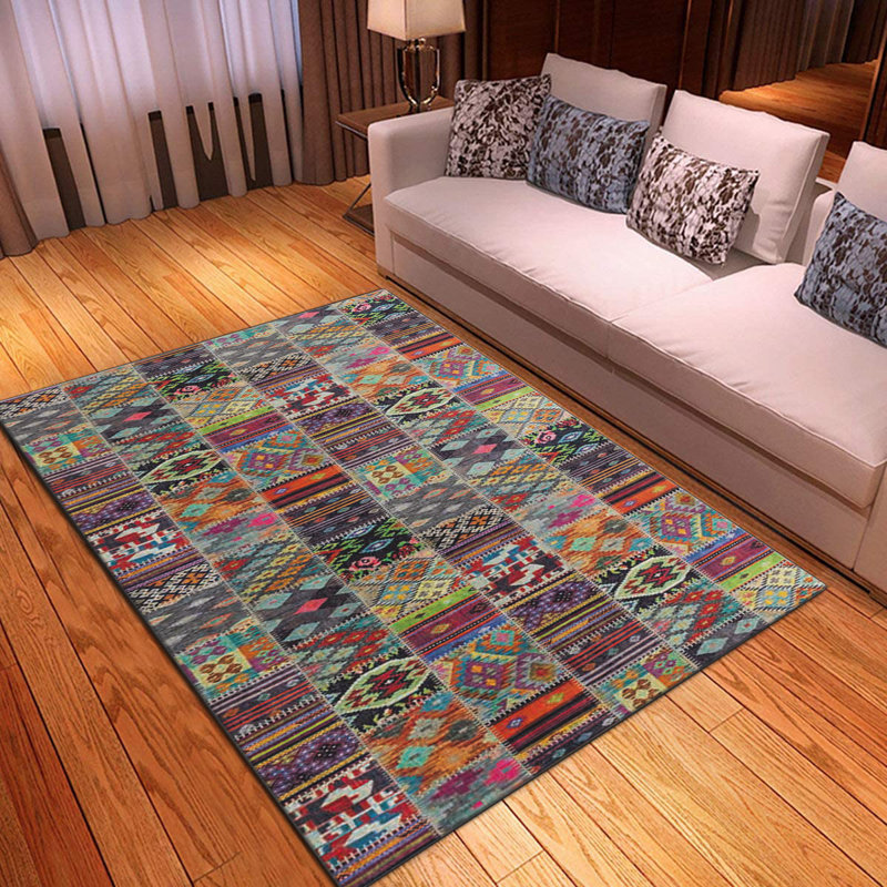 Tapis mauve / orange en coton tissé à la machine Ojeda, Rectangle 2 pi 7 po x 4 pi 11 po