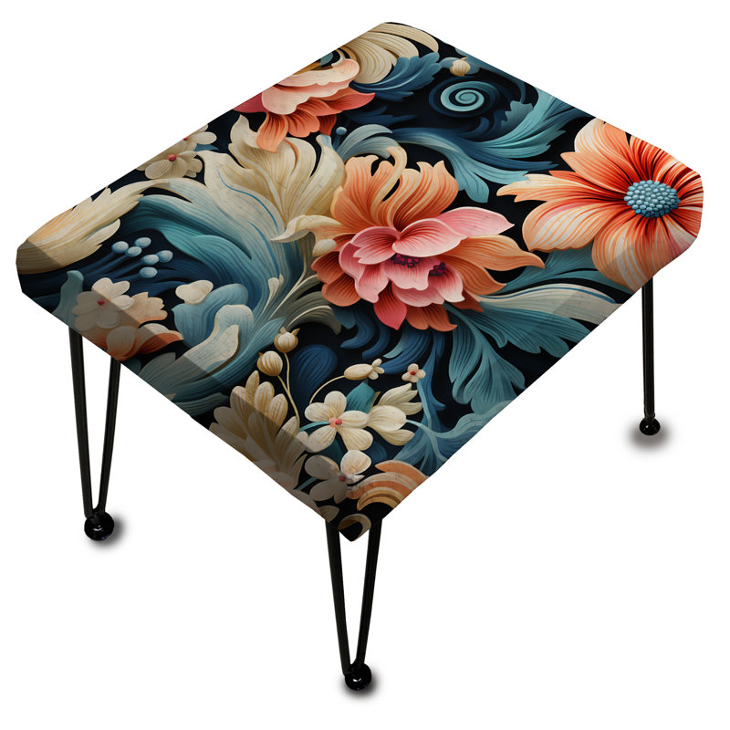 Motif floral bleu et rose à motif cachemire I - repose-pieds rectangulaire à motif cachemire