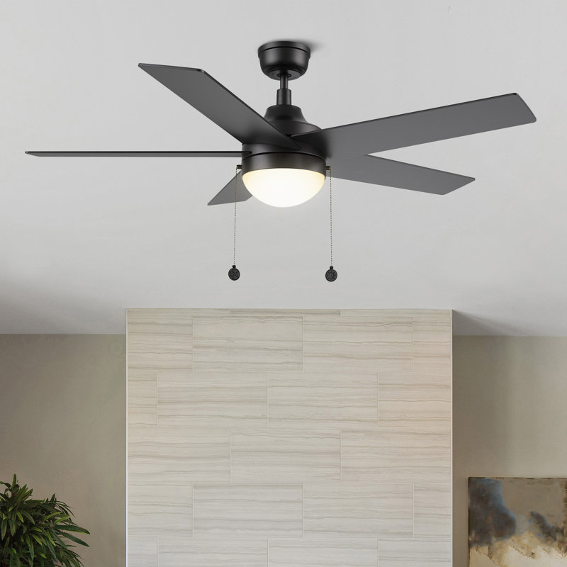 Ventilateur de plafond 52 po avec lumières DEL Johnye, Noir