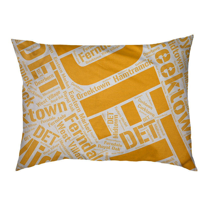 Coussin de chien « districts », Détroit, Grand (l 40 po x P 30 po x H 14 po), Orange