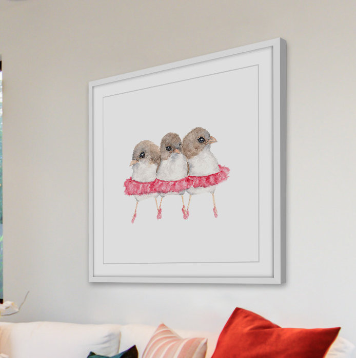 Thimble Sparrow - Single Picture Frame Print, 41cm H x 41cm W x 3.81cm D