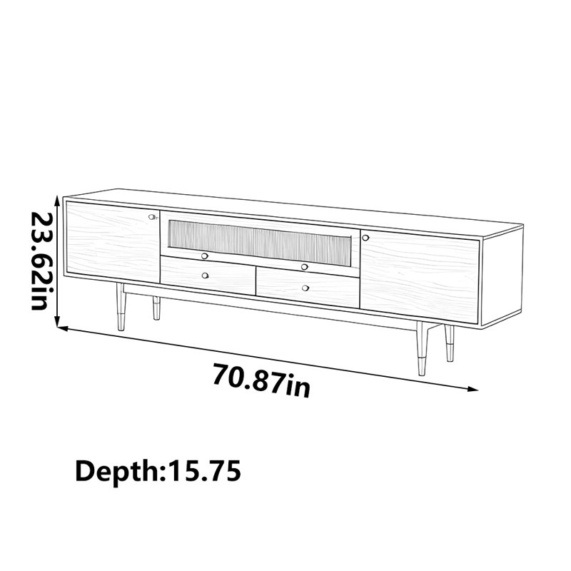 Meuble télé moderne avec rangement, 70.87"
