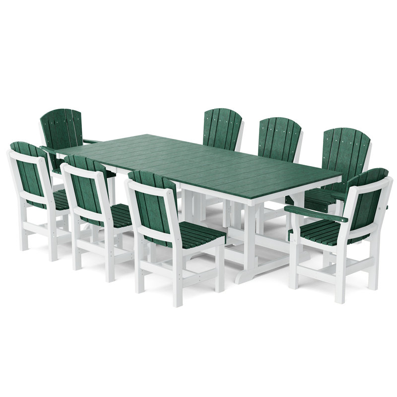 Heritage Dining Set, Turf Green/White, 7-Piece
