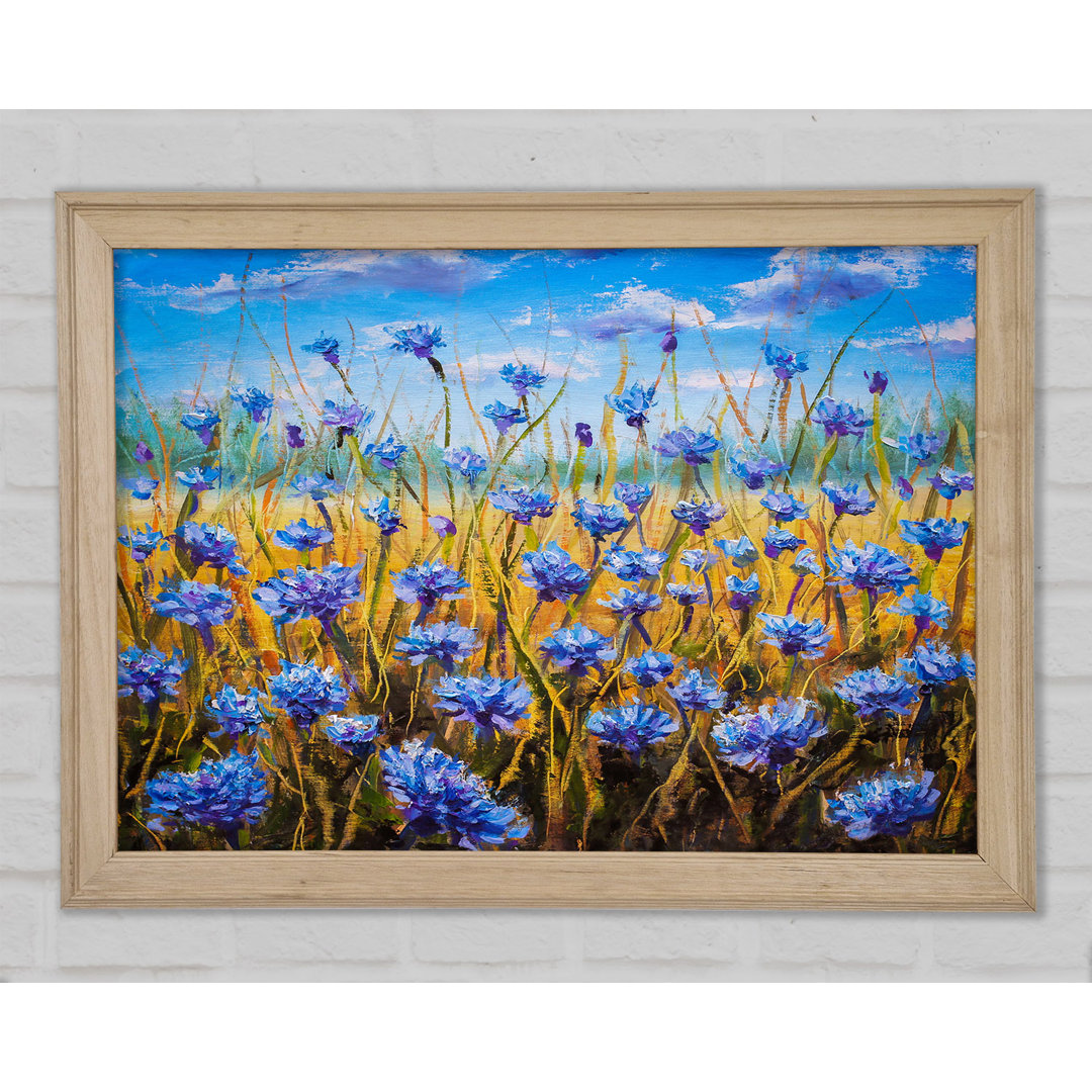 Winzige blaue Blumen auf dem Feld - Druck