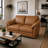 Ramdev Top Grain Leather Loveseat with Cushioned Back and Pillow Top Arm-124301329-35667469