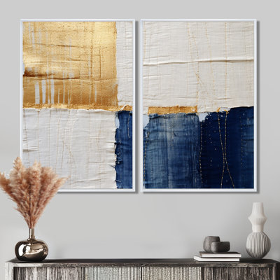 A Touch of Gold and Kings Blue - peinture abstraite, art mural