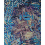Odyssey Post Modern Organic Abstract Purple Blue Gold Wool and Silk Hand Knotted Area Rug