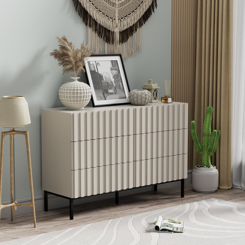 Commode double 6 tiroirs l 47,2 po Sevyn, Milky White