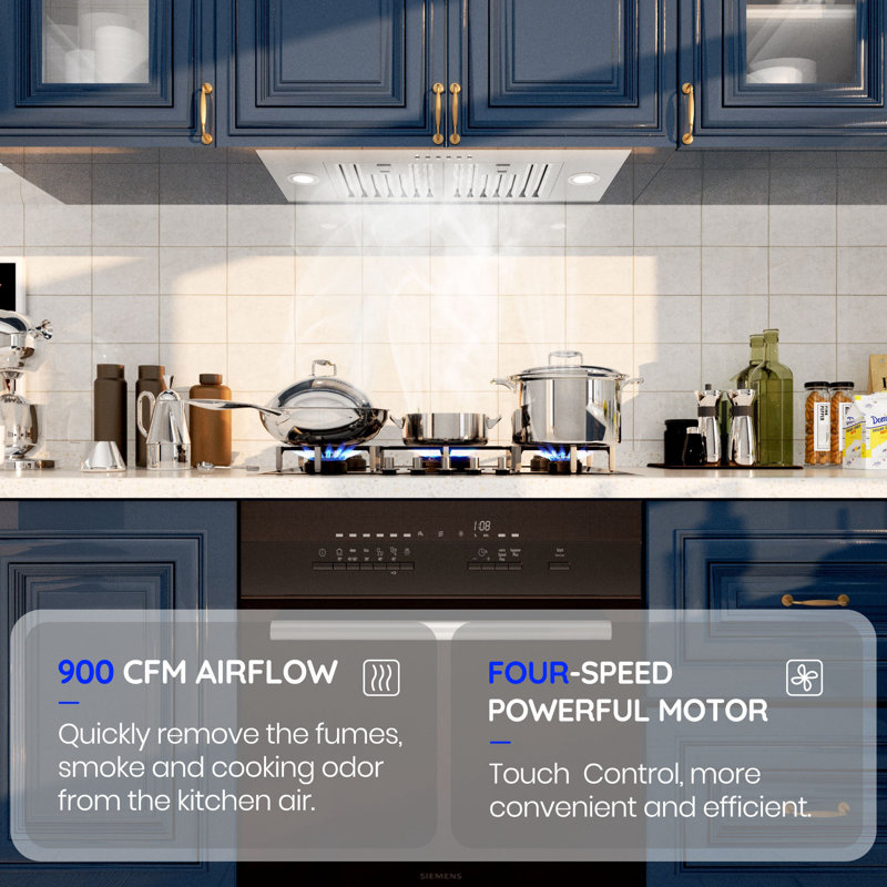 36 in. 900 CFM Convertible Insert Range Hood with Low Noise,Long-term Warranty,4-Speed Control,Lights in Stainless Steel