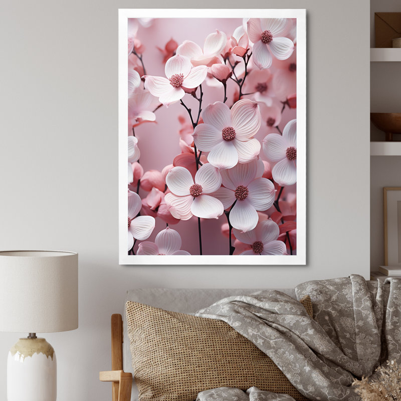 Rêve de cornouiller rose - imprimé, Cadre photo blanc, H 40 po x l 30 po x P 1,5 po