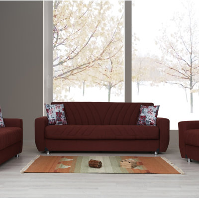 Bezanson 88" Fabric Square Arm Convertible Sleeper Sofa Bed 