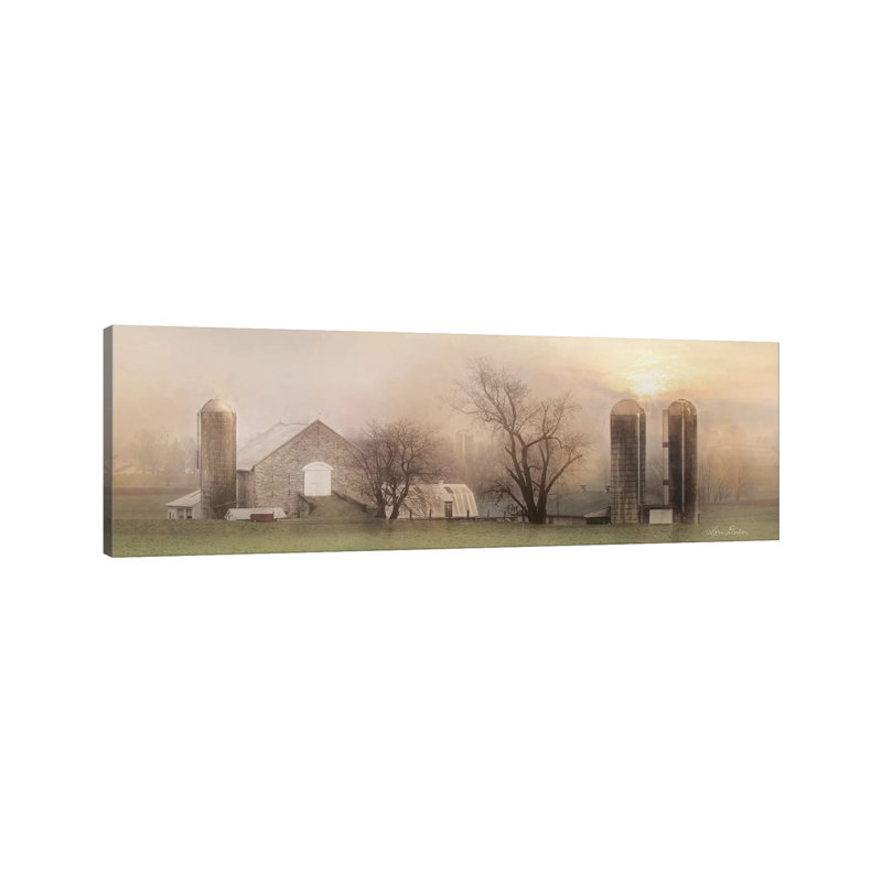 Vieille grange en pierre - estampe numérique sur toile tendue avec châssis