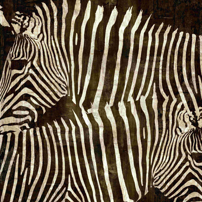 Zèbres II - reproduction sur toile tendue, H 12 po x l 12 po