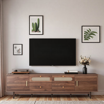 Meuble télé moderne avec tiroirs, espace de rangement et entrelacé