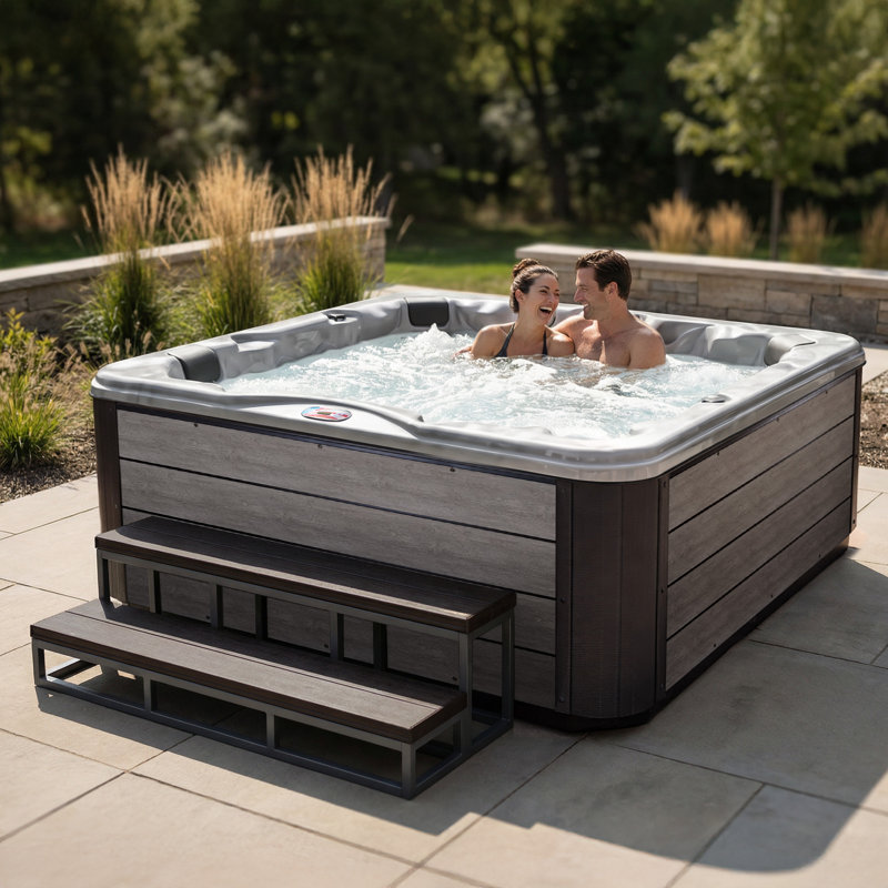 American Spas 240 Volt 6 Person 45 - Jet Acrylic Square Standard (Hardwired) Hot Tub with Ozonator and Built-In Speaker