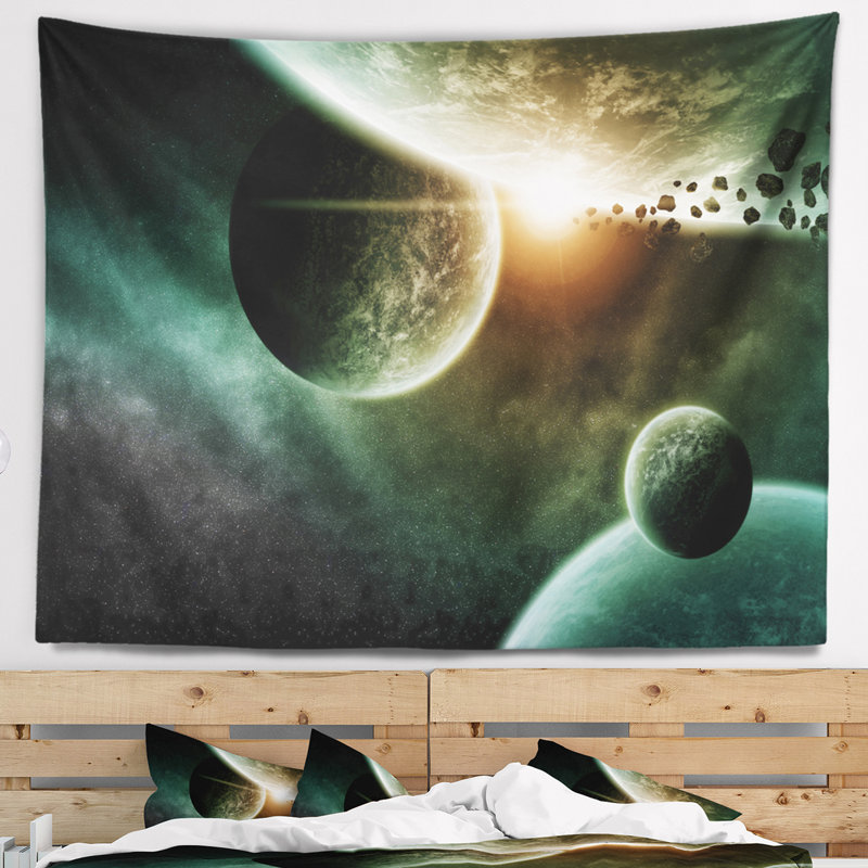 Space planet illustration tapisserie, H 32 po x l 39 po