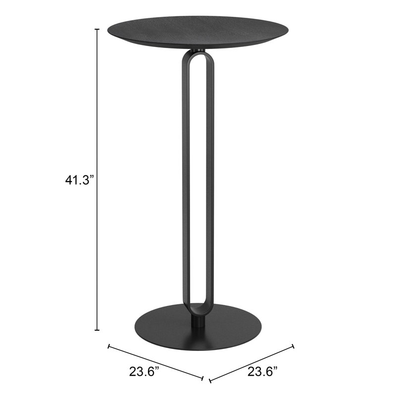 Table de bar Derry - noir, 41.3" H x 23.6" W x 23.6" D